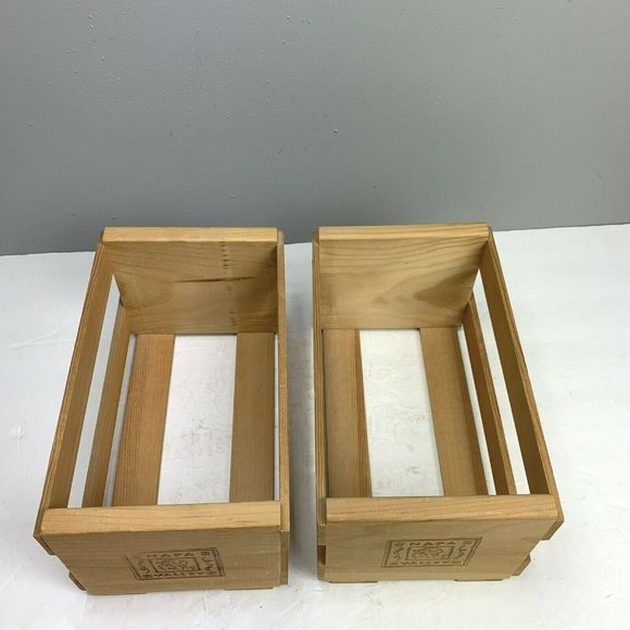 Napa Valley Wood CD Storage Box Crate Lot of 2 Wooden Pair Organizer Movie Game - Picture 6 of 10